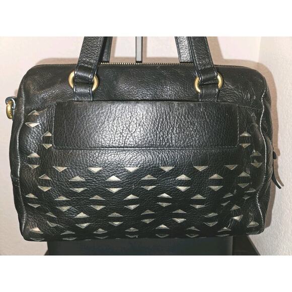 Fossil Amanda Perforated Satchel Handbag Black 11x8x5 *READ - Picture 8 of 15